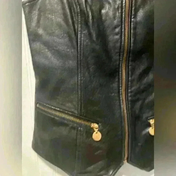 Sienna Studios Y2K leather zip front pocket vest sz. Med. bikercore goth punk - Picture 6 of 6